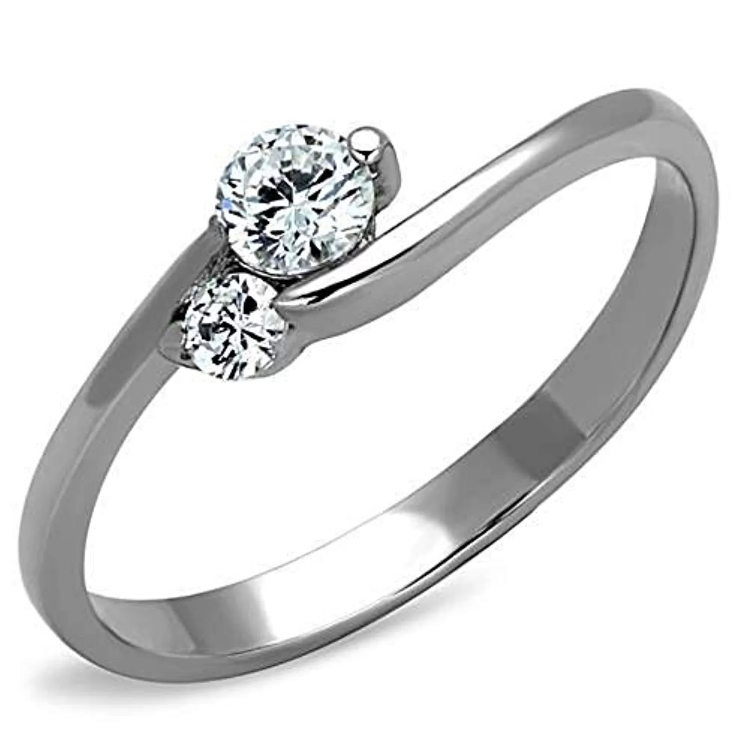 WildKlass Stainless Steel Ring High Polished (no Plating) Women AAA Grade CZ Clear