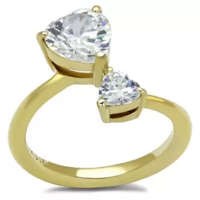 WildKlass Stainless Steel Ring IP Gold Women AAA Grade CZ Clear