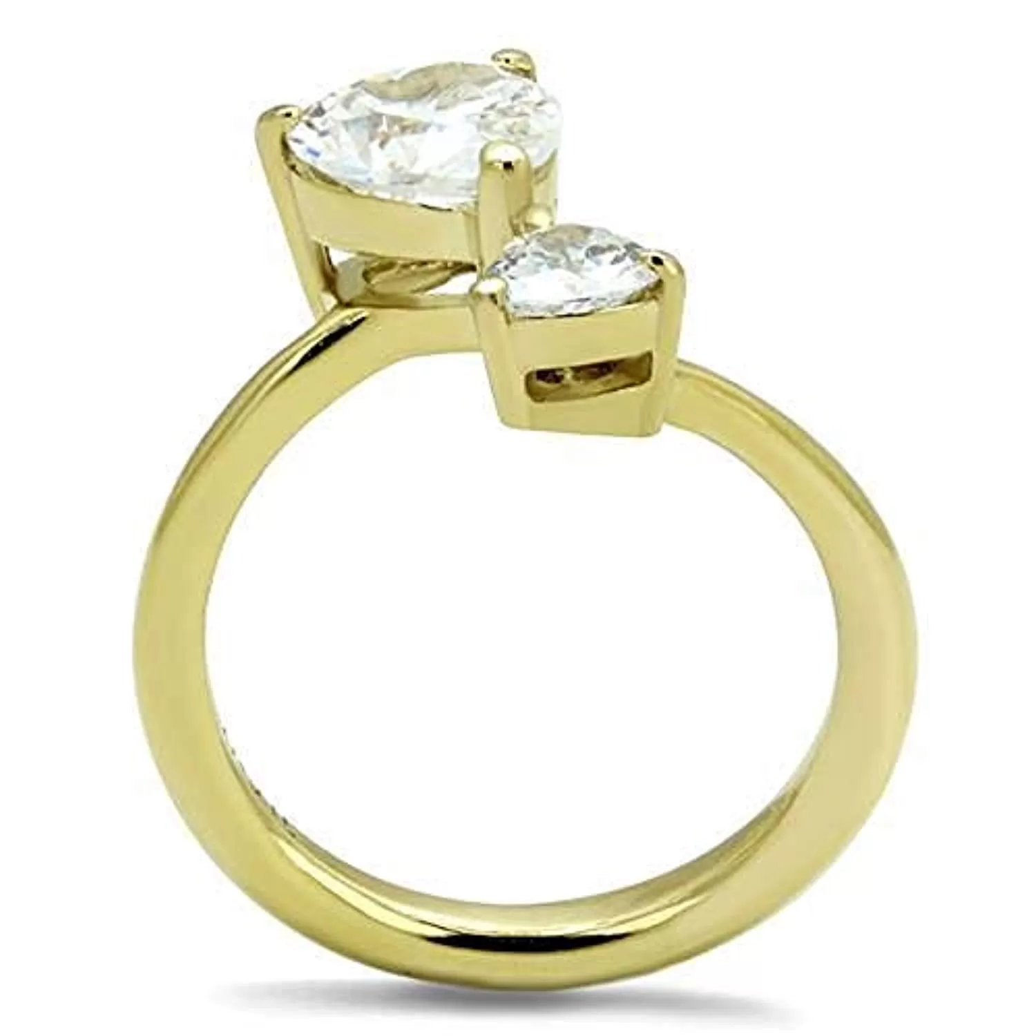 WildKlass Stainless Steel Ring IP Gold Women AAA Grade CZ Clear