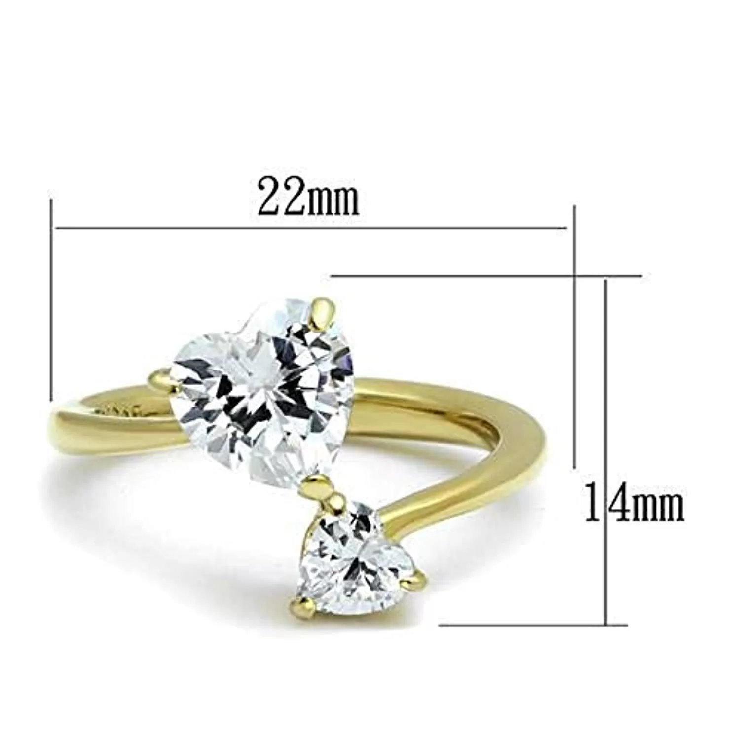 WildKlass Stainless Steel Ring IP Gold Women AAA Grade CZ Clear