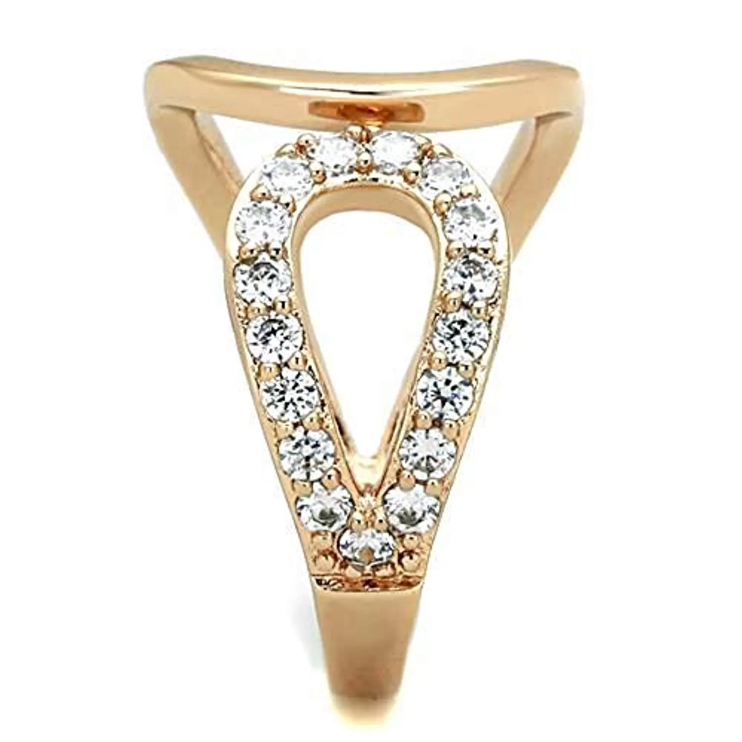 WildKlass Stainless Steel Ring IP Rose Gold Women AAA Grade CZ Clear