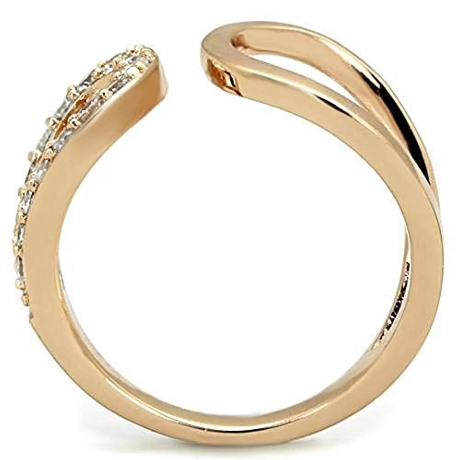 WildKlass Stainless Steel Ring IP Rose Gold Women AAA Grade CZ Clear