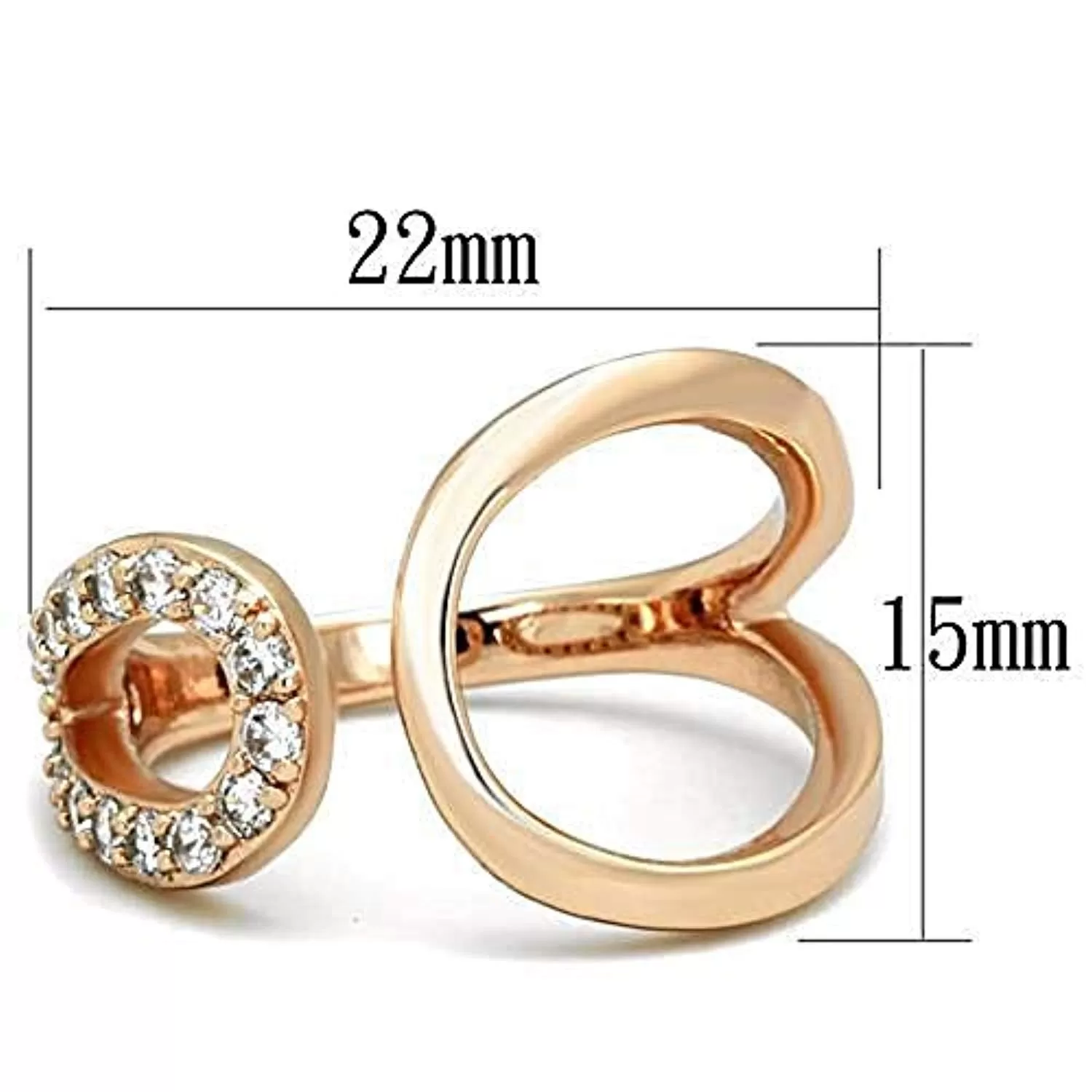 WildKlass Stainless Steel Ring IP Rose Gold Women AAA Grade CZ Clear