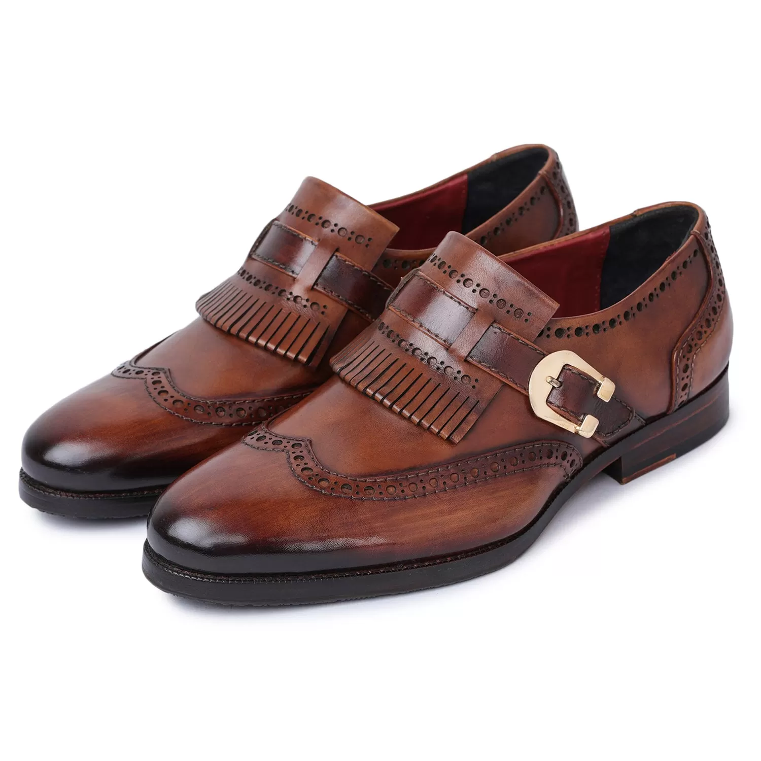 Wingtip Brogue Kiltie Monk Strap- Brown