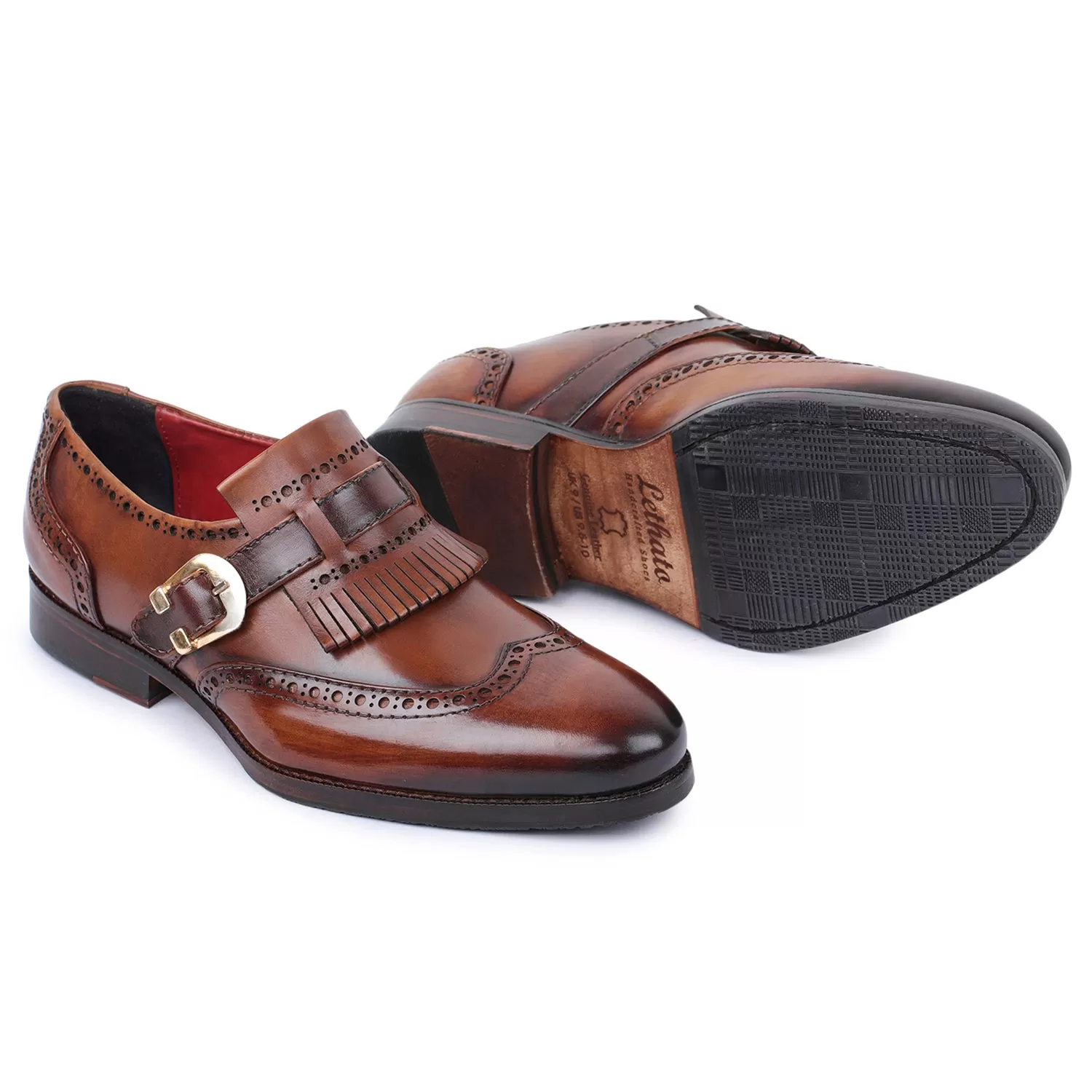 Wingtip Brogue Kiltie Monk Strap- Brown