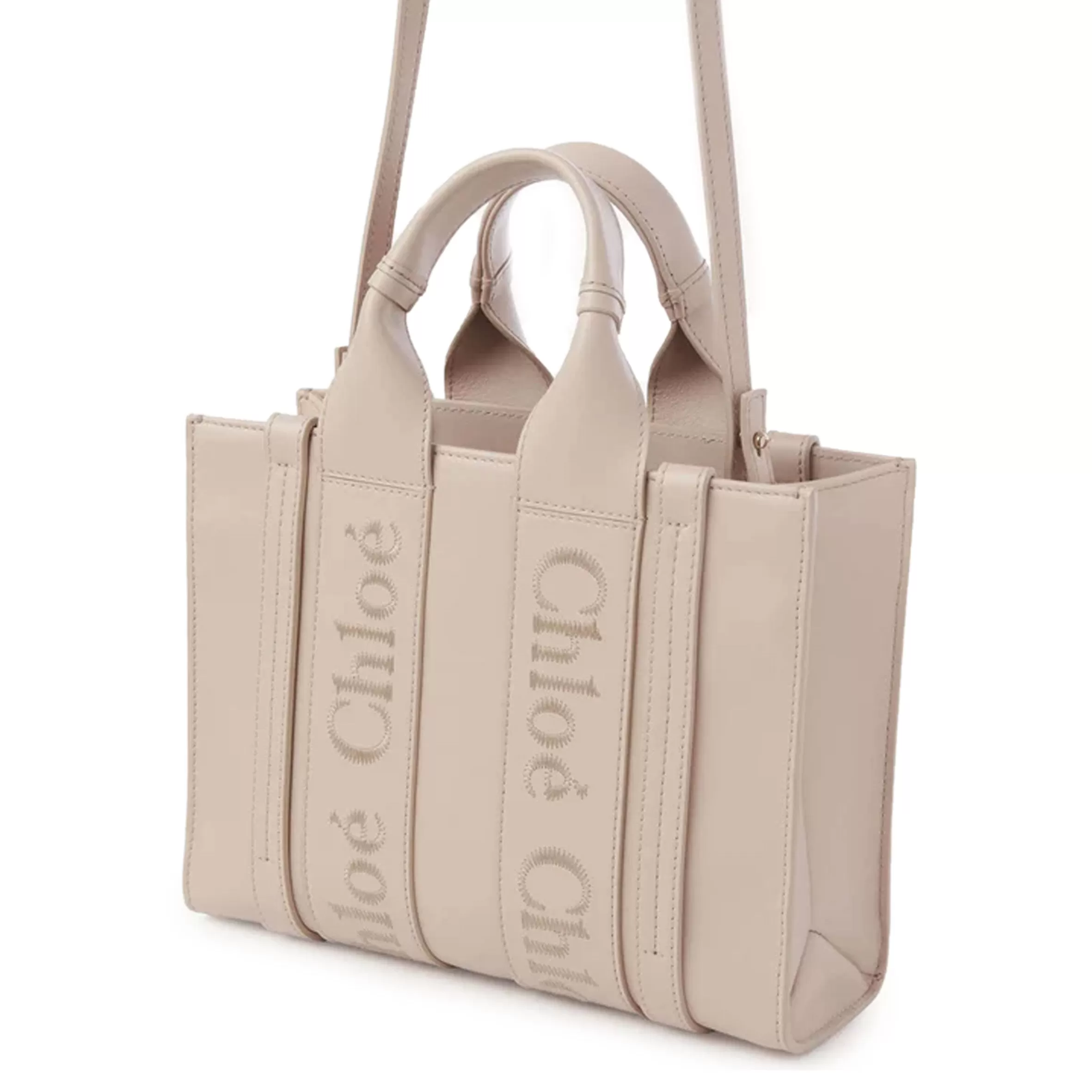 Woody Tote Small Leather, Wild Grey